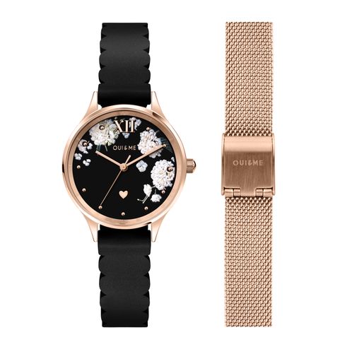 Oui\u0026Me | Oui\u0026Me Bichette 3D flower Black Matt Dial 28mm Ladies Quartz Watch  ME010241 | EESE Online Marketplace